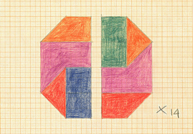 Julián Gil. Plegados DH, 1971. Lápiz y lápices de colores sobre papel. 31 x 22 cm